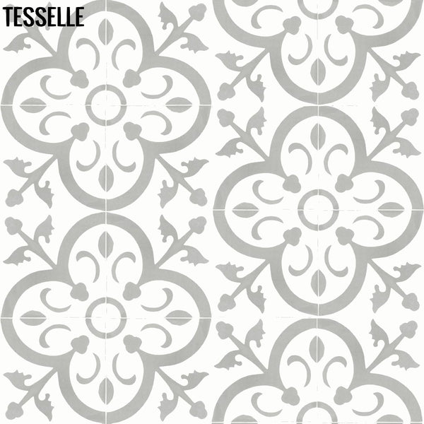 La Fleur Celine 8" Square Cement Tile Half Drop Layout