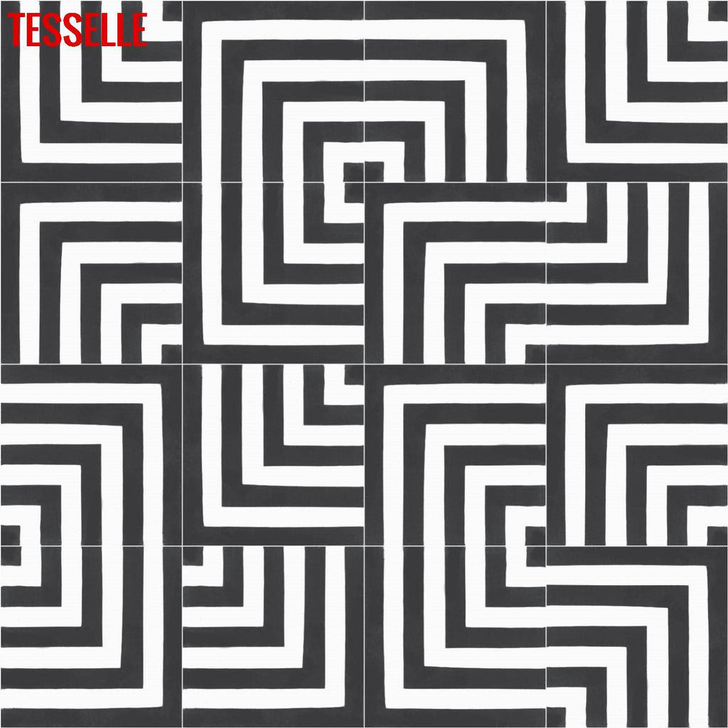 Laberinto Cebra 8" Square Cement Tile