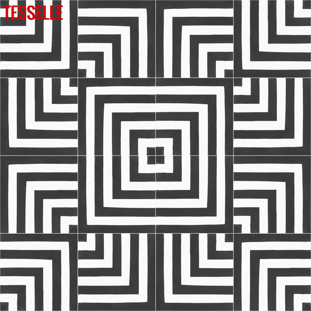 Laberinto Cebra 8" Square Cement Tile