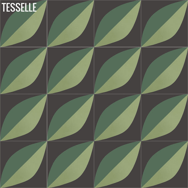 Tapa Green Largeleaf 8" Square Cement Tile by Shag 1