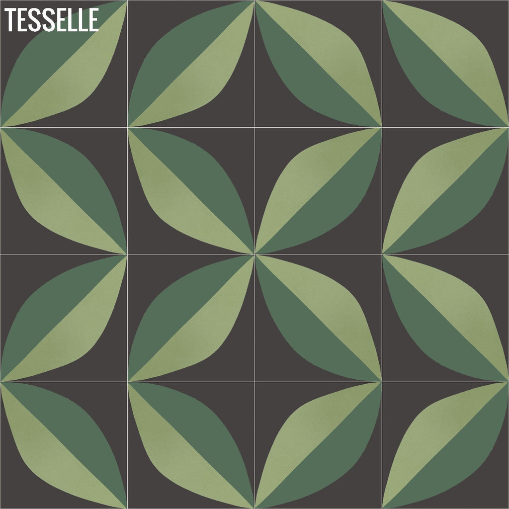 Tapa Green Largeleaf 8" Square Cement Tile by Shag 4
