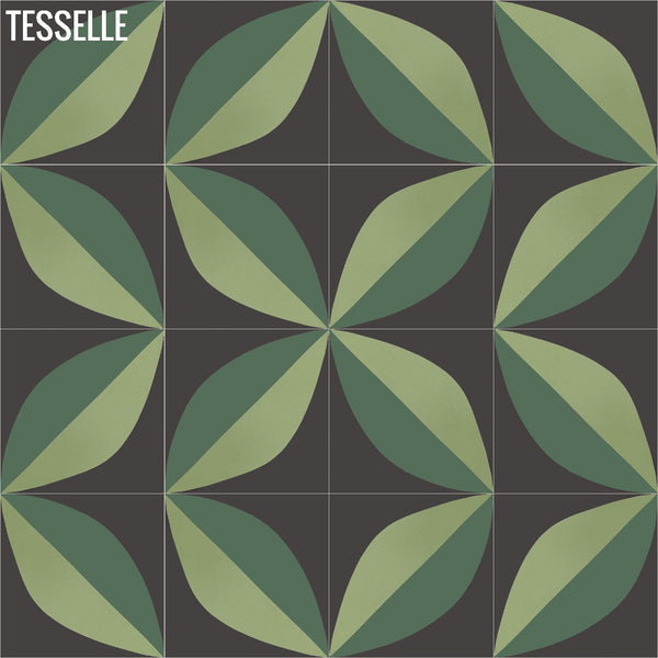 Tapa Green Largeleaf 8" Square Cement Tile by Shag 4