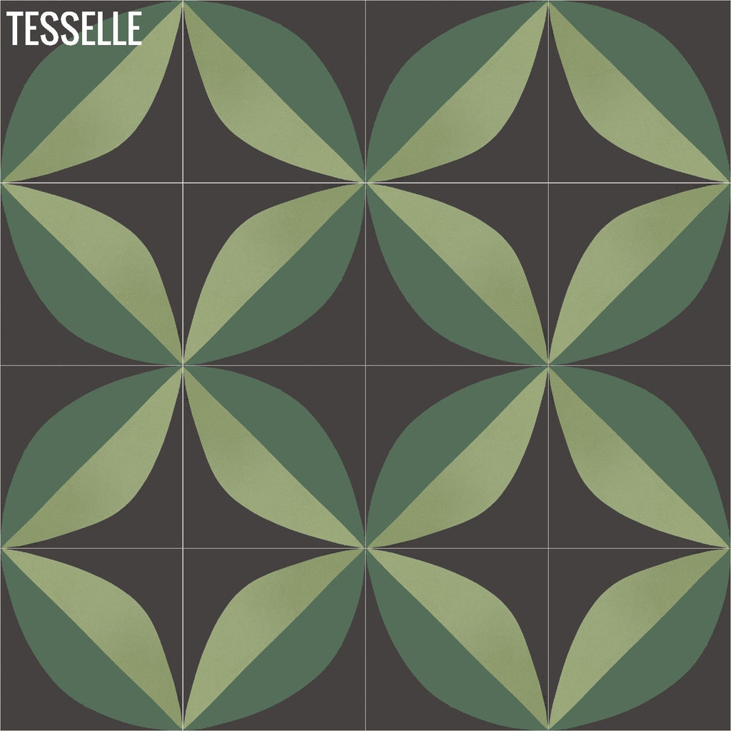 Tapa Green Largeleaf 8" Square Cement Tile by Shag 6