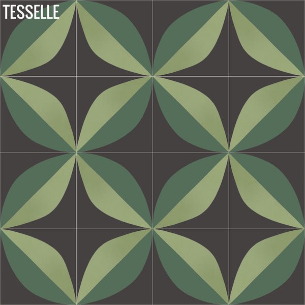 Tapa Green Largeleaf 8" Square Cement Tile by Shag 6