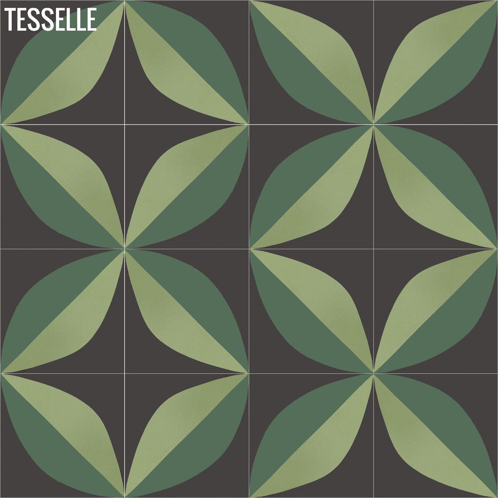 Tapa Green Largeleaf 8" Square Cement Tile by Shag