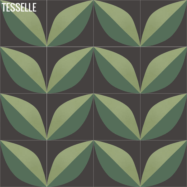 Tapa Green Largeleaf 8" Square Cement Tile by Shag