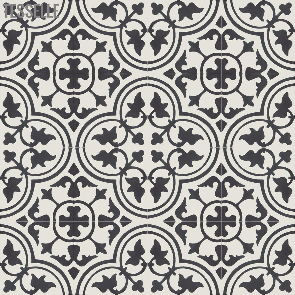 Lyssa Blancnoir 8" Square Cement Tile 32"