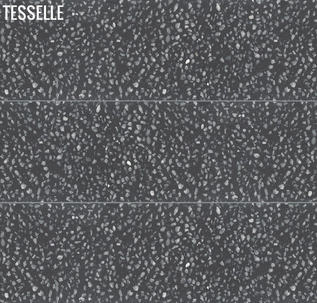 Metro Lovina 8 x 2.5" Black Terrazzo Cement Subway Tile