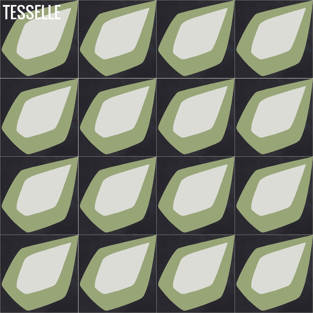Tapa Green Petal 8" Square Cement Tile by Shag 7