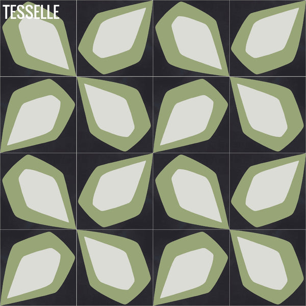 Tapa Green Petal 8" Square Cement Tile by Shag 5