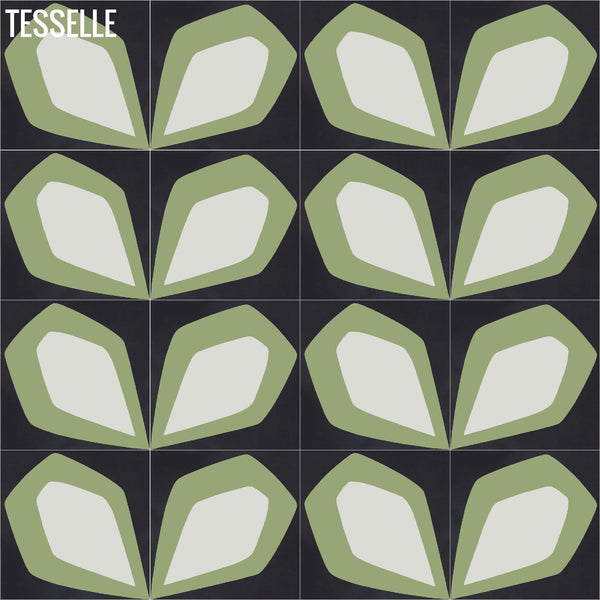 Tapa Green Petal 8" Square Cement Tile by Shag 2
