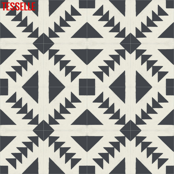 Spatial 8" Square Cement Tile - Contrass in repeat