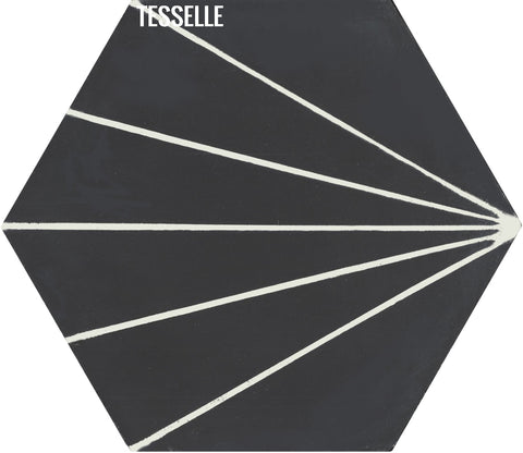 Sunray Basalt 9x8" Hexagonal Cement Tile
