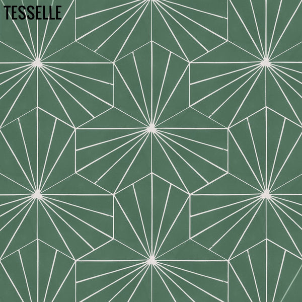 Sunray Jade 9x8" Hexagonal Cement Tile Layout 3