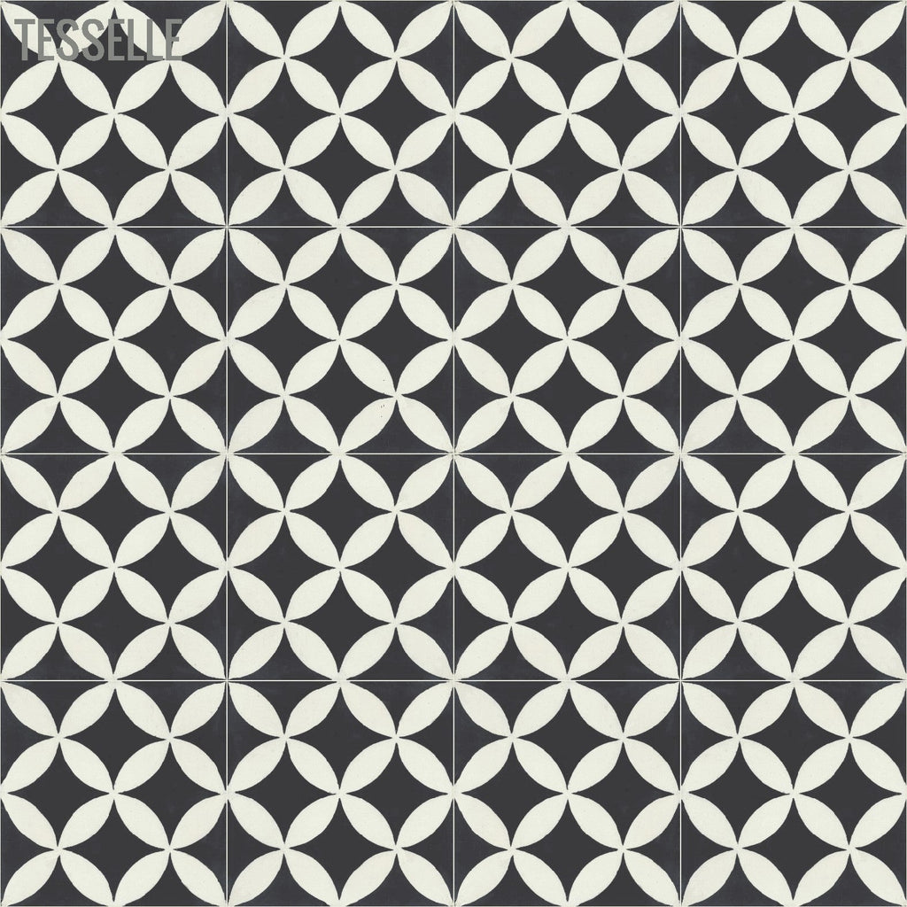 Tropez Nocturne 8" Square Cement Tile 4X4