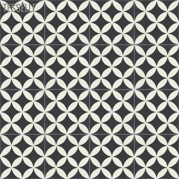 Tropez Nocturne 8" Square Cement Tile 4X4