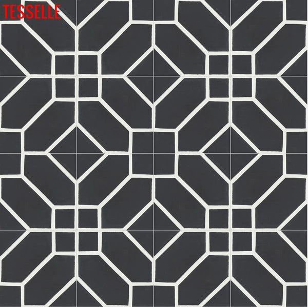 Zahra Midnight 8" Square Cement Tile 1