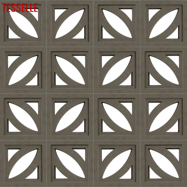 Petal Natural Cement 7.5" Breeze Block | Grey 1